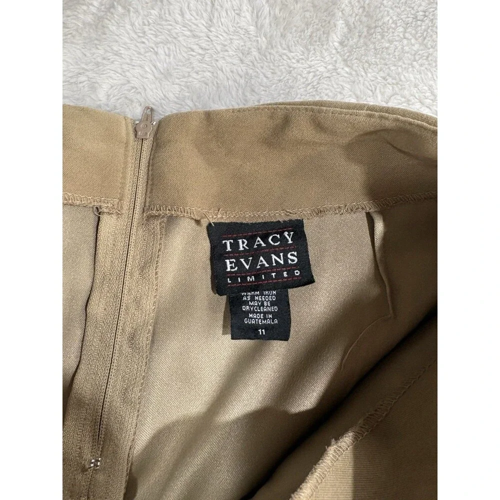 Tracy Evans Vintage Y2K Cargo Maxi column Skirt Belted Side Slits Tan Size 11